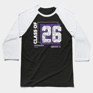 Class of 2026 Urban Streetwear // Graduation Class of '26 Purple Baseball T-Shirt